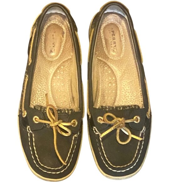 Sperry Topsider Angelfish Boat Shoe Black Leather Women's Sz 6.5M #309J - Picture 1 of 9
